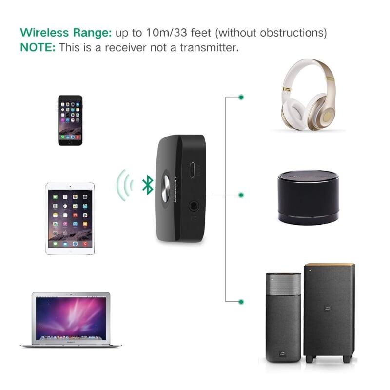 Ugreen UG30444CM122TK BT 4.1 màu Đen Bộ nhận âm thanh Bluetooth chuẩn 3.5mm - HÀNG CHÍNH HÃNG