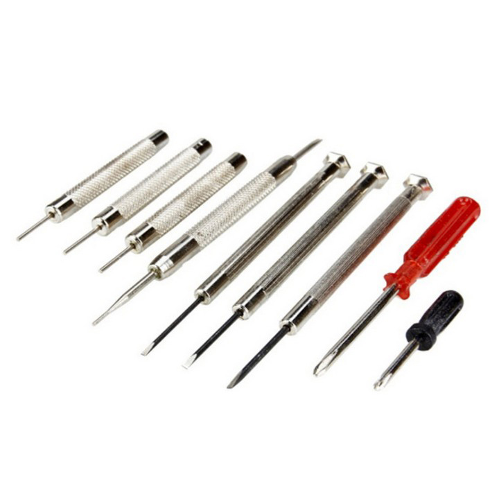 Bộ Phụ Kiện Dụng Cụ Sửa Chữa Đồng Hồ 16 Món + 1 Cắt Mắt Kim Loại Gỡ Mắc Tháo Dây Thay Pin Chuyên Dụng ( Gồm tô tua vít, van cậy nắp đáy, dao nậy mở, búa 2 đầu nhựa sắt, khung đục giữ chốt, nhíp... )