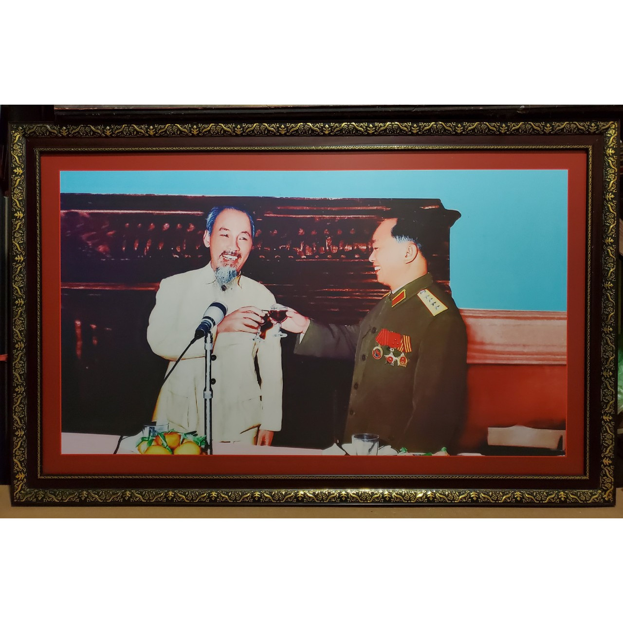 ẢNH GỐC IN DẦU - ĐẠI TƯỚNG VÕ NGUYÊN GIÁP & BÁC HỒ