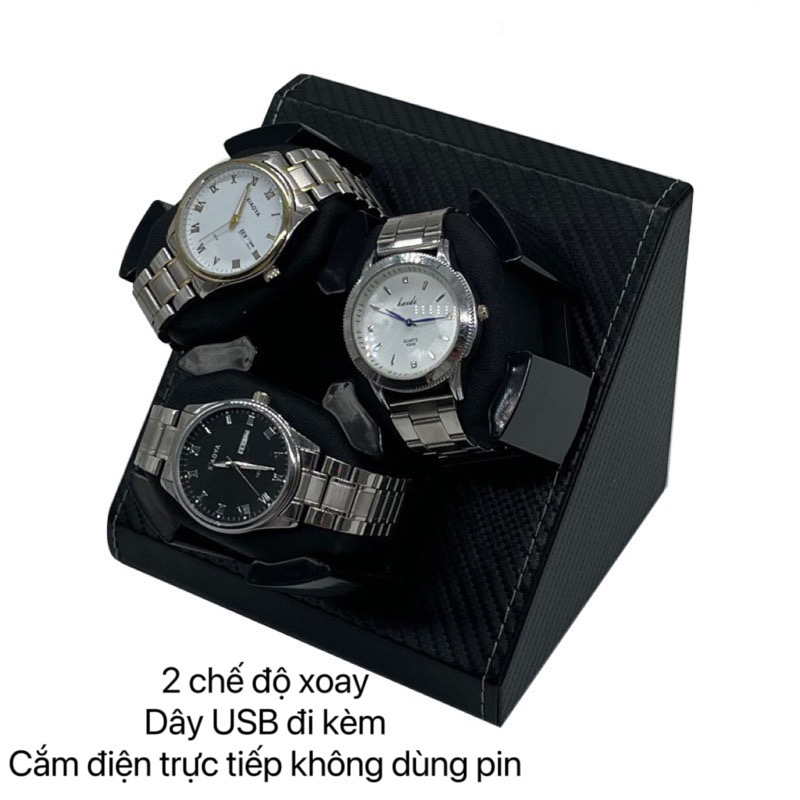 Hộp Xoay Đồng Hồ Cơ Dành Cho 3 Chiếc Chất Liệu Da