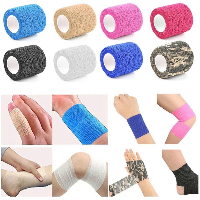 COMBO 2 CUỘN Băng Keo Thể Thao Tự Dính Đá Bóng Cuốn Cổ Chân Cổ Tay Cao Su Non Vải Chống Chấn Thương - Giao Màu Ngẫu Nhiên