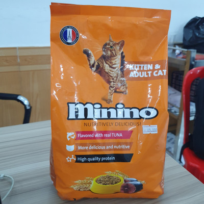 Thức ăn cho mèo con & mèo trưởng thành Minino Tuna Flavored vị cá ngừ gói 1.3kg