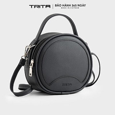 Túi Trita ( Thời trang nữ form tròn viền chỉ - Túi đeo chéo da RHN164 )