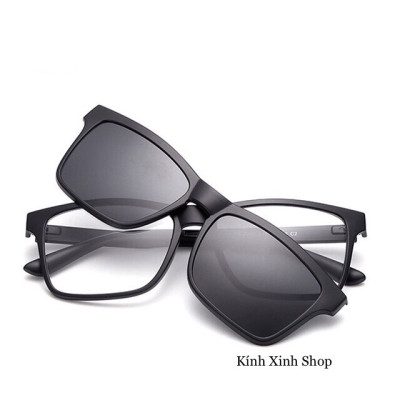 Kính Râm Cận Nam Nữ Mắt Vuông Nhiều Tròng Cao Cấp - Kèm 5 Tròng Râm