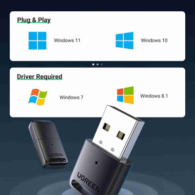 Ugreen UG80890CM390TK BT 5.0 Màu Đen USB nhận Bluetooth chuẩn 5.0 hổ trợ kết nối 5 thiết bị Bluetooth cùng lúc KHÔNG hổ trợ Apple - HÀNG CHÍNH HÃNG