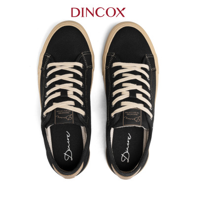 Giày Sneaker Nam Nữ Vải Canvas DINCOX E12 Black/Beige Đơn Giản Thanh Lịch