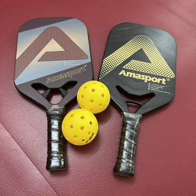 Vợt pickleball AMA JP80, mặt vợt từ sợi carbon dày 13mm, tặng kèm bao da, cuốn cán, cuốn viền vợt và 2 bóng cao cấp