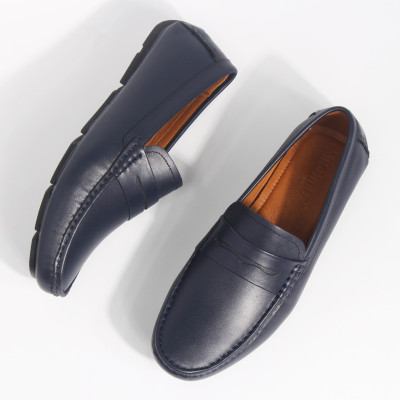 Giày MICHILUX Da Bò Thật Chính Hãng Penny Moccasin CIEMS Màu Xanh Navy