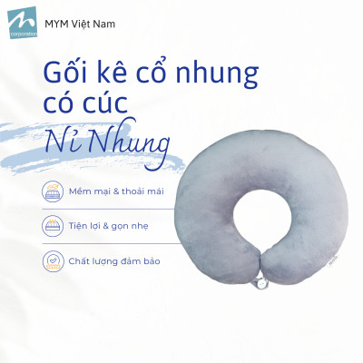 Gối Chữ U Kê Cổ Vải Nhung Mềm Mại Chống Đau Mỏi Vai Gáy Cho Dân Văn Phòng, Lái Xe, Du Lịch