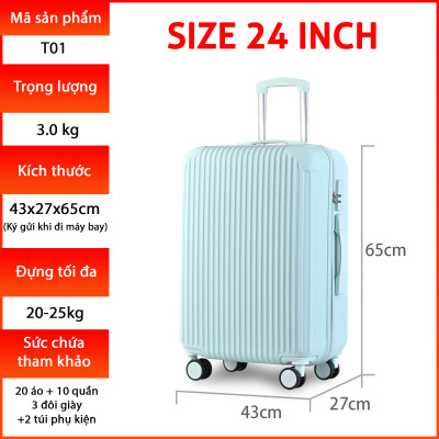 Vali Du Lịch Cao Cấp Size 24inch - Bảo Hành 5 Năm  KS-T01 - Xanh lá