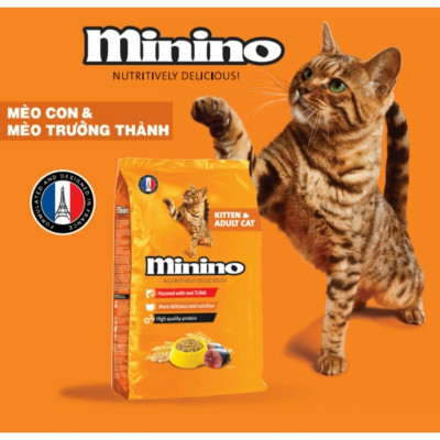 Thức ăn cho mèo con & mèo trưởng thành Minino Tuna Flavored vị cá ngừ gói 1.3kg