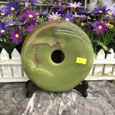 Đồng điếu (đồng tiền ) phong thủy đá ngọc Onyx - Đường kính 16 cm