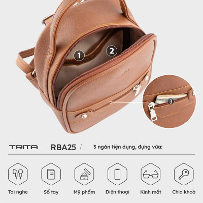 Balo Trita ( Thời trang nữ phong cách năng động cỡ trung - Balo da RBA25 )