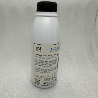 Combo 10 chai Mực nạp LN 12A-26A dùng cho máy in 2900 đậm đẹp, ít thải 140g + 1 Phễu - hàng chính hãng