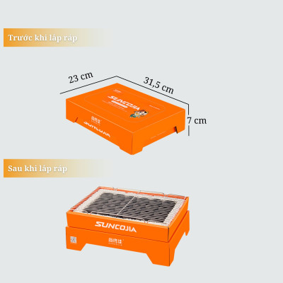 Bếp nướng kèm than, vỉ nướng, Bếp nướng than di động, tiện lợi,ít khói, linh hoạt kèm quà tặng