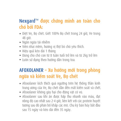Nexgard - Viên Nhai Phòng Và Diệt Ve Rận, Bọ Chét, Ghẻ Demodex Dành Cho Chó (1 Viên)