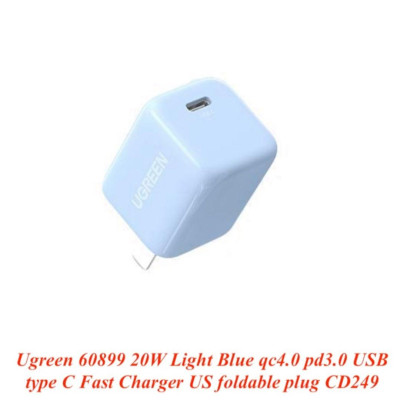 Ugreen UG60899CD249TK 20W Màu Xanh dương Bộ Sạc nhanh QC4.0 PD 3.0 USB Type-C chuẩn cắm US - HÀNG CHÍNH HÃNG