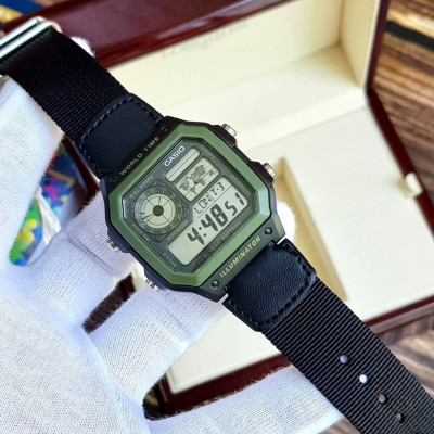Đồng Hồ Casio AE-1200WHB-1BVDF Nam Quartz_ Tặng kèm dây cao su cao cấp