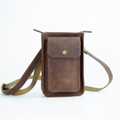 Túi đeo chéo da bò Bụi Leather - DC115 Da bò sáp ngựa điên - Crazy horse cao cấp