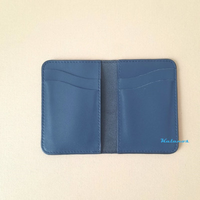 Ví nữ mini đựng thẻ card da bò cao cấp Kalanos KBN770-Xanhd màu xanh dương đẹp, ví mini cute
