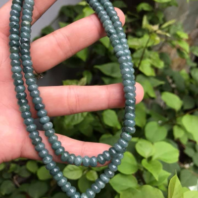 DÂY CHUYỀN DÀI ĐEO CỔ ĐÁ CẨM THẠCH BÁNH XE  MÀU XANH ĐẬM NHẸ TỰ NHIÊN TRỒNG CỔ  Dài 32cmx dầy 6mm dài mặt trước ngực rất đẹp