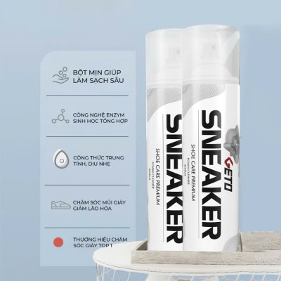 Combo 3 Chai Xịt Tạo Bọt Vệ Sinh Giày, Dép và Túi Xách, Bình Xịt Làm Sạch Trắng Giày