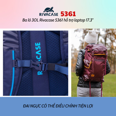 Balô 30L Rivacase 5361 Để Vừa laptop 17.3" - Bảo Hành 24 Tháng - Hàng Chính Hãng