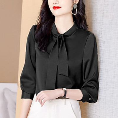 Áo sơ mi thắt nơ tay dài