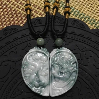 Mặt dây chuyền Rồng phụng phong thủy đá ngọc phỉ thúy