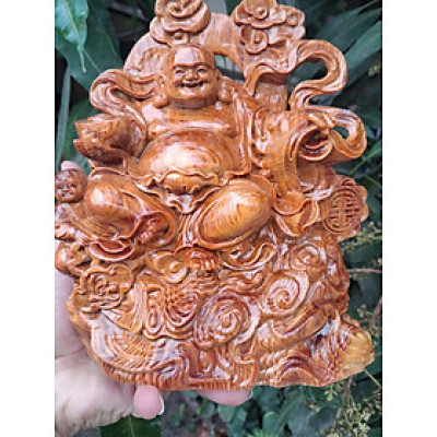 Tượng phật di lặc nhất phúc bằng gỗ huyết long cao 20x17x8cm 