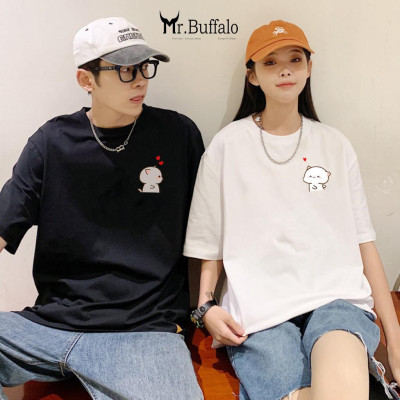 Áo đôi , áo thun cặp nam nữ tay lỡ Unisex form rộng CÓ BIGSIZE vải cotton T15nT16n- Mr.Buffalo