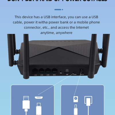 Phát wifi từ sim 4G B618 tích hợp 6 ăngten, bộ phát wifi 4G LTE  có 4 cổng WAN/LAN, 6 ăngten Siêu Khỏe - hàng chính hãng