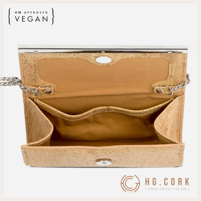 Túi Clutch Nữ Cao Cấp CORK CLUTCH 2 in 1 Cầm Tay, Đeo Vai - HGcork Corkor CK250 - Vật liệu da cork thực vật thuần chay - Sản phẩm Handmade, Sản xuất tại Bồ Đào Nha