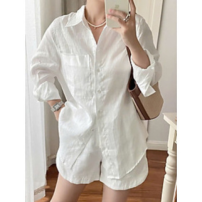 Áo sơ mi linen nữ form rộng, có size nhiều màu, sơ mi hàn quốc nhẹ nhàng, thanh lịch Sm20