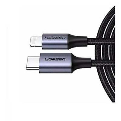 Ugreen UG60762US304TK 3m cáp usb type c ra lightning bọc nhôm chống nhiễu màu đen - HÀNG CHÍNH HÃNG
