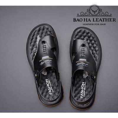 Dép quai nam xỏ ngón da thật BHD9126 Dép quai hậu, thoải mái, êm chân, dễ chịu