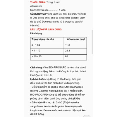 Viên nhai Bio ProGard diệt ve rận, bọ chét, ghẻ tai chó