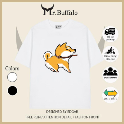 Áo Thun Đôi, Cặp Mr.Buffalo mèo kéo chó Tshirt Cotton 100% có bigsize Unisex Form Oversize Local Brand CP11CP12