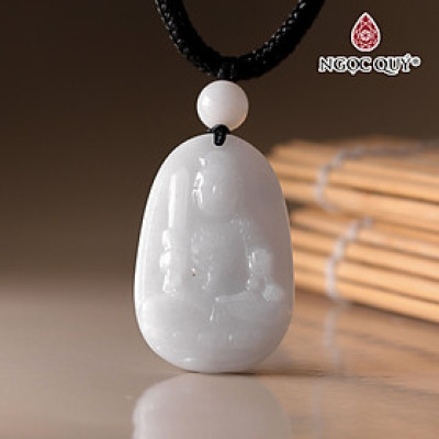 Mặt dây chuyền mặt phật bản mệnh đá bạch ngọc mệnh thủy kim - Ngọc Quý Gemstones