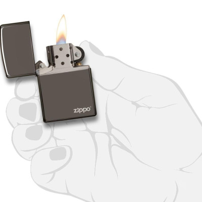 Bật Lửa Zippo Black Ice (Dark Chrome) With Zippo Logo 150ZL