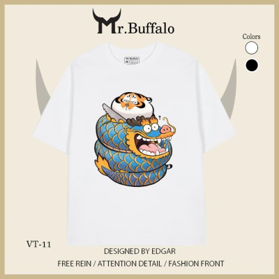 Áo thun tay lỡ Hổ béo ngây thơ và rồng cute Mr.Buffalo