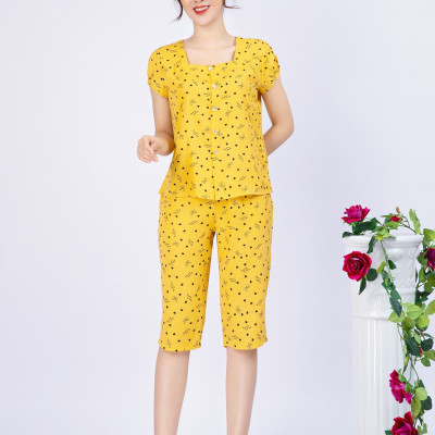 Đồ bộ nữ cộc tay - Đồ bộ mặc nhà - Đồ ngủ mặc nhà nữ - Đồ bộ nữ lửng - Set bộ đũi mặc nhà nữ Vicci BDT.85 họa tiết tim