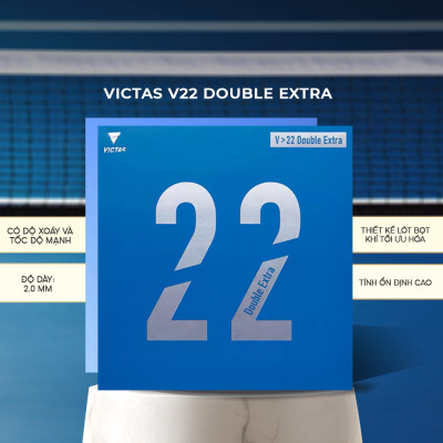 Mặt Vợt Bóng Bàn Victas V22 Double Extra Đen - Tốc Độ Tối Ưu, Độ Xoáy Mạnh Mẽ, Hiệu Suất Đỉnh Cao
