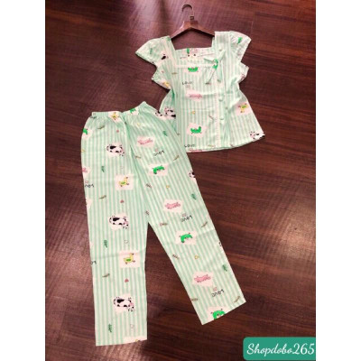 Đồ bộ nữ,đồ ngủ mặc nhà vải lụa quần dài BD 111 họa tiết dễ thương size 47-62kg.