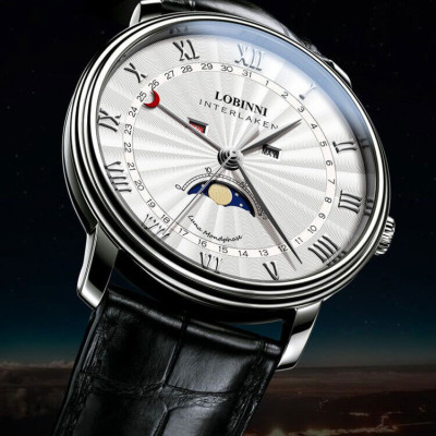 Đồng Hồ Nam Lobinni No.3604-4 Chính Hãng Thụy Sỹ, Fullbox, BH 24T, Kính Sapphire Chống Xước, Chống Nước 30m, Dây Da Cao Cấp