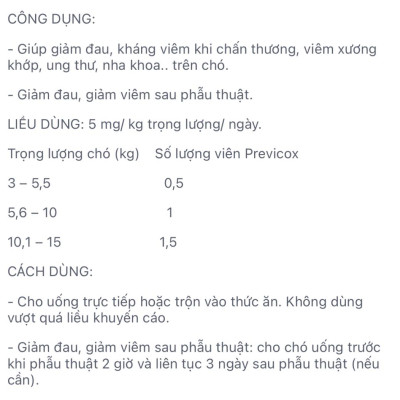 1 hộp Previcox giảm đau, kháng viêm trên chó (10 viên, 57mg/ viên) 