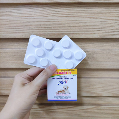 Vỉ 5 Viên Xổ Giun Tẩy Giun Sán Cho Chó Mèo Bio-Rantel 600mg