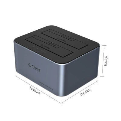 Khay đế ổ cứng ( Docking ) Orico 6626C3 - 2 khe cắm TypeC USB - Hàng Chính Hãng