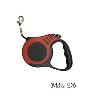 Dây dắt chó đi dạo dài 5M - Dây rút gọn có nút bật nhả dây và rút dây tự động - Chất liệu vải cứng an toàn cho cún nhà bạn - Màu đỏ
