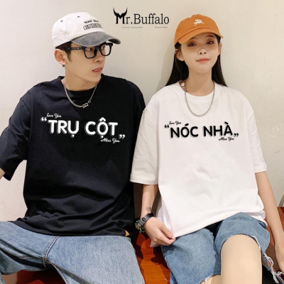 Áo đôi tay lỡ unisex cute Nóc Nhà - Trụ Cột CP29 - CP30 Mr.Buffalo